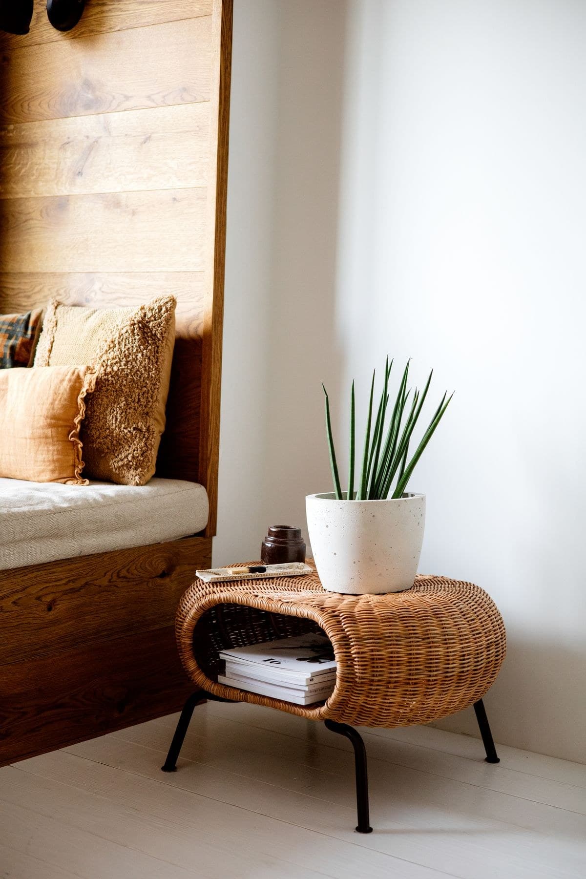Cane Side Table, full view